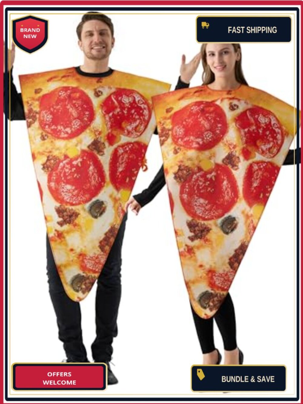 Pizza Slice Costume Adult Halloween Cosplay One Piece 100% Polyester